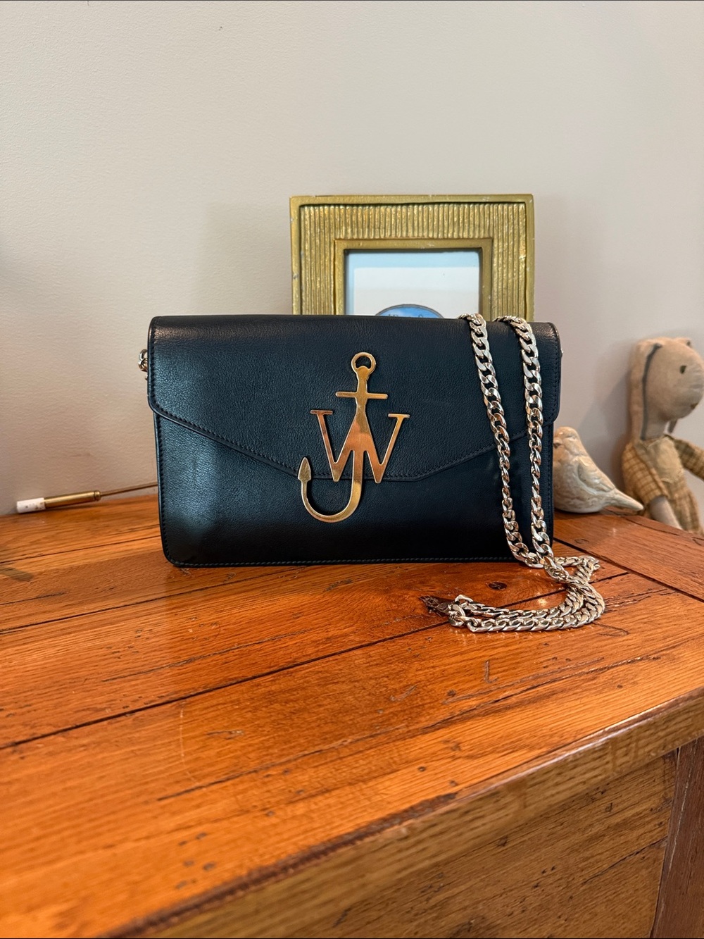 JW Anderson Navy Anchor Logo Chain Shoulder Bag